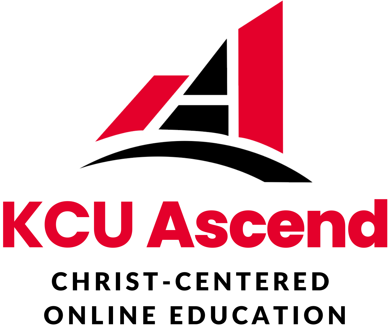 KCU Ascend logo with a red and black abstract design above the words "KCU Ascend Christ-Centered Online Education.